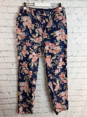 TALBOTS The Weekend Chino Navy Floral Pants | French Girl Chic | Size 10